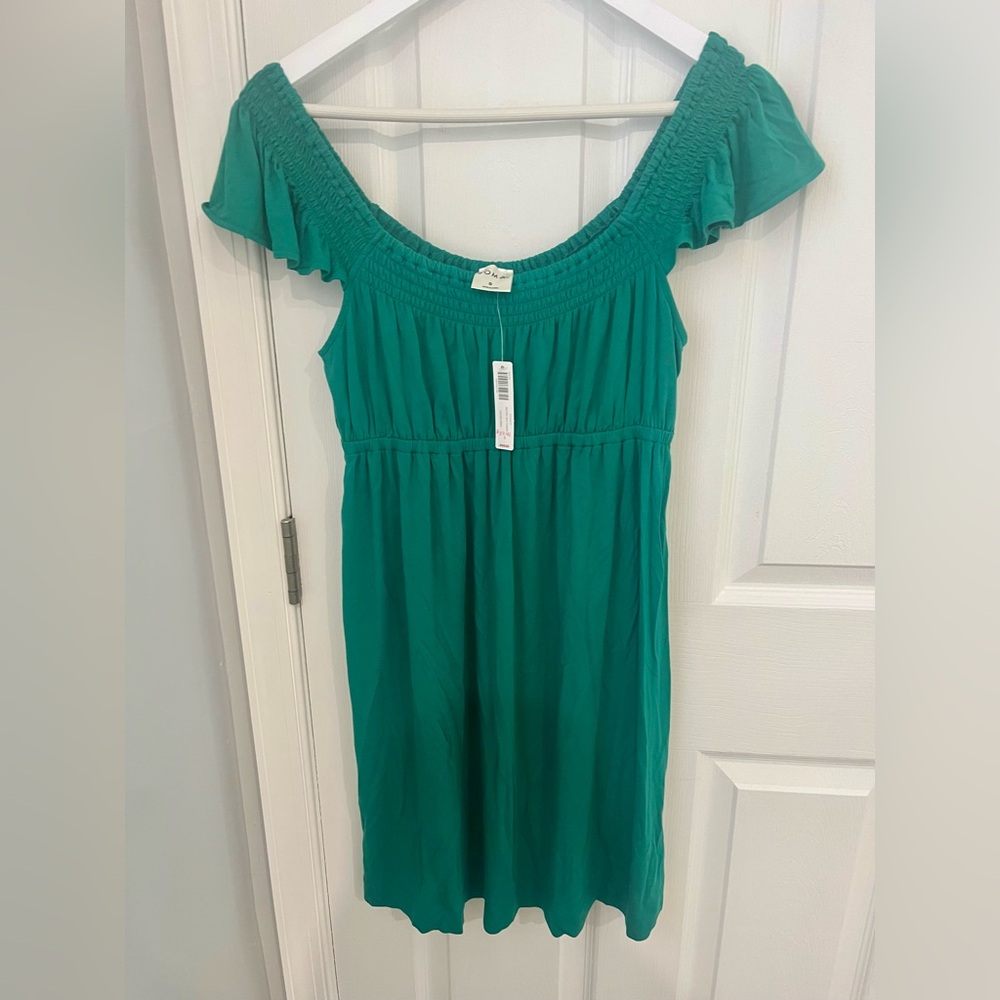 Emerald Green Ruffle Shoulder Women's Dress by SOMA- NWT